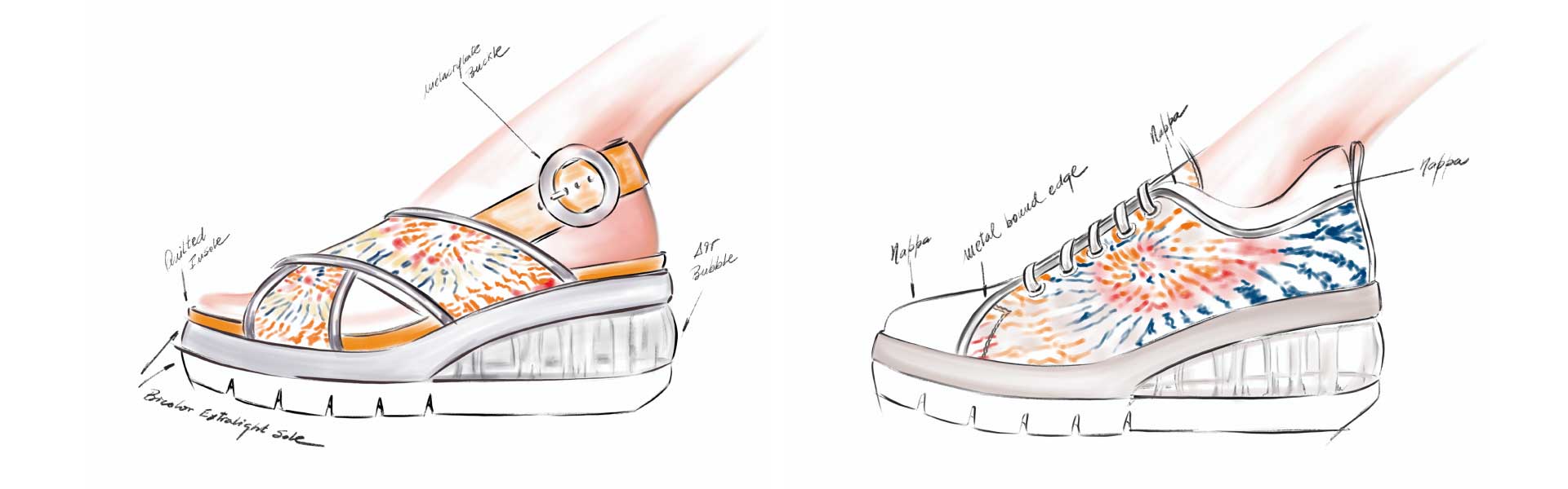 Footwear Trend SS20 Rainbow Sherbet Sketch