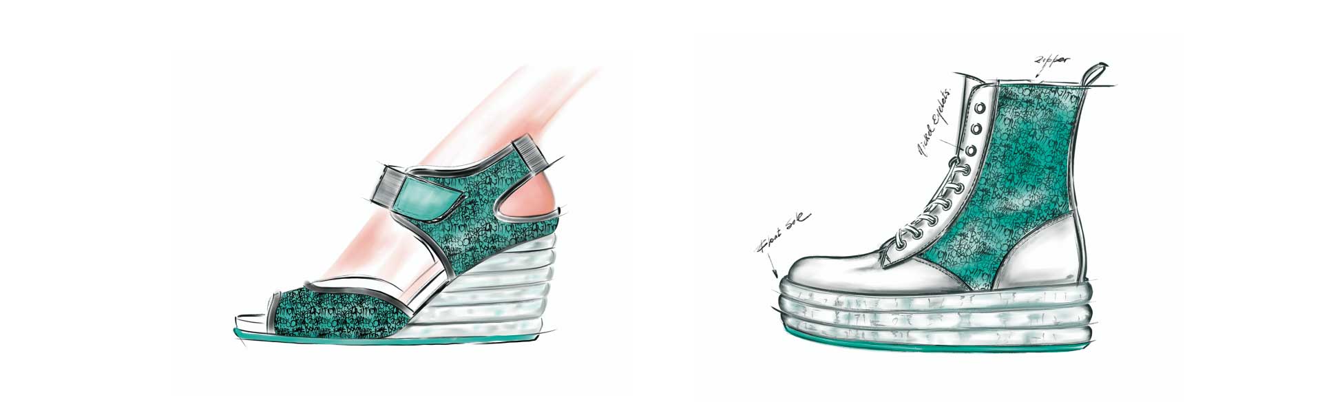 Shoe trend ss20 float mint materials sketch