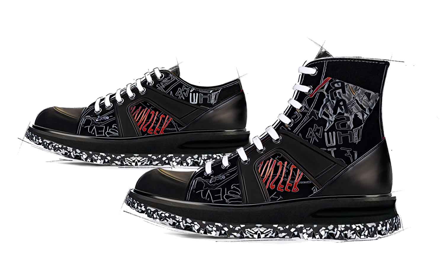 Men's Shoes Collection Trend Printed Graffiti FW20 - Footwear Design